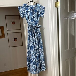 Elegant Blue and White Maxi Dress